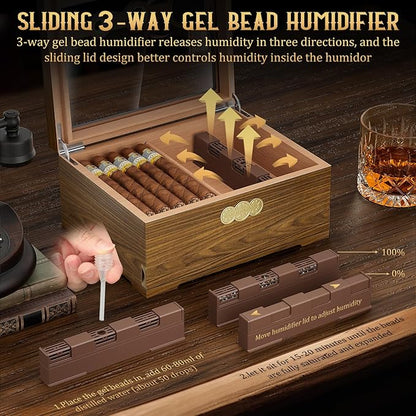 Cigar Humidor, Glass Top Desktop Cigars Case - Image 6