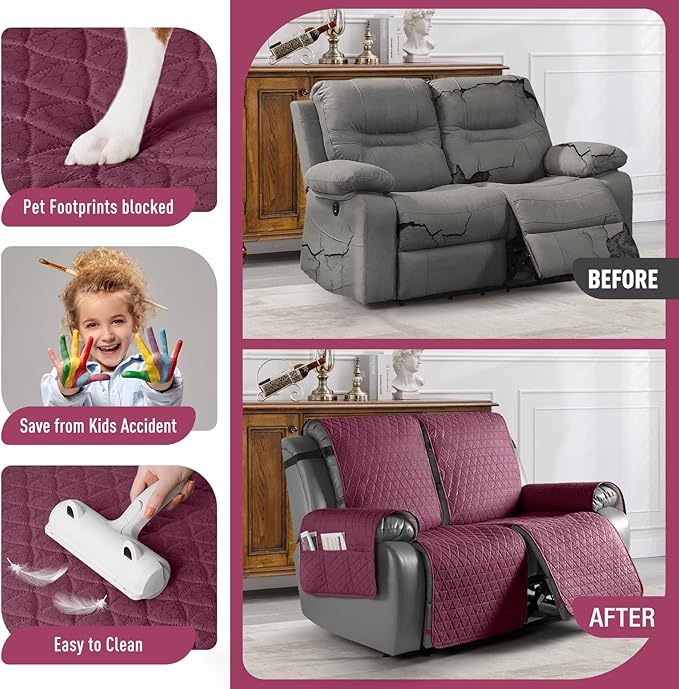 TAOCOCO 100% Waterproof Recliner Cover, Non-Slip Washable Reclining Couch Cover - Image 2