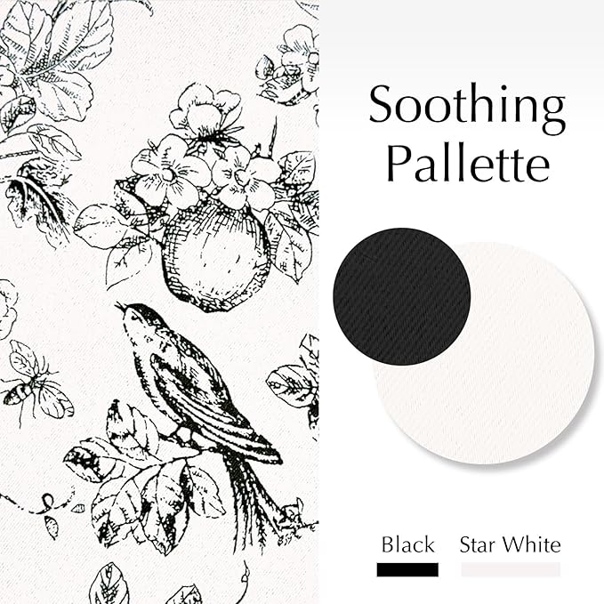 jinchan 95% Blackout Floral Curtains 63 Inches Long, Printed Flower Black - Image 3