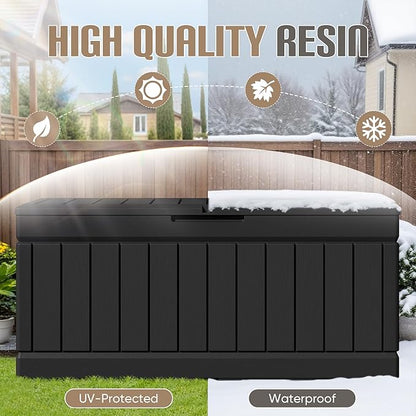 JUMMICO 78 Gallon Outdoor Deck Box Large Resin Storage Box - Image 4