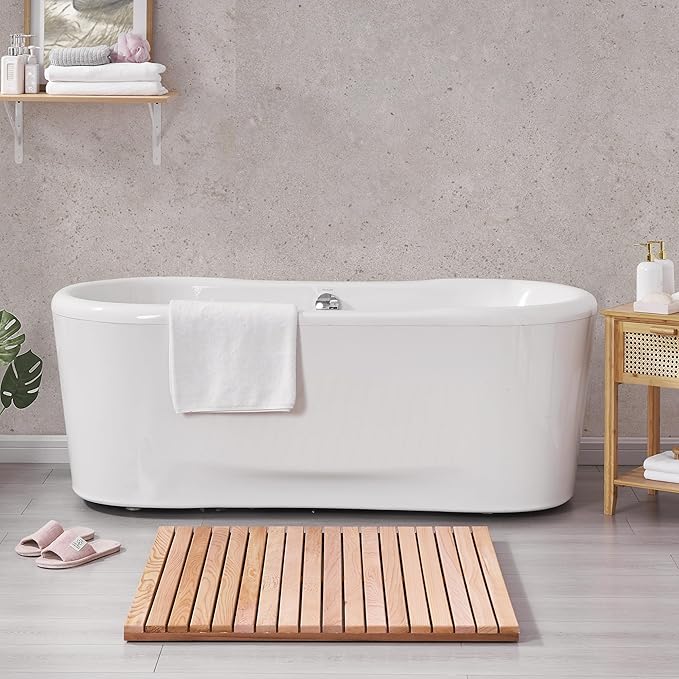 bingaai Cedar Wood Shower Mat 36" × 36" Square, Cedar Wooden Bath Mats - Image 6