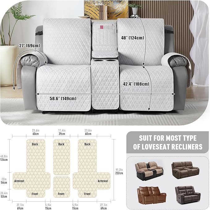 TAOCOCO 100% Waterproof Loveseat Recliner Couch Sofa Covers - Image 3