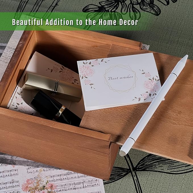 Wooden Keepsake Box with Slide Lid, Memorabilia, Handmade Decorative Memory Box - Image 4