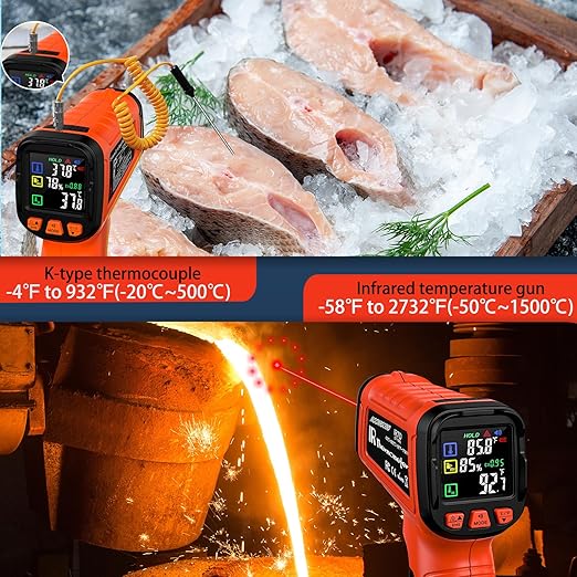 -58°F to 2732°F Infrared Thermometer Temperature Gun, 50:1 Laser Thermometer Gun - Image 4