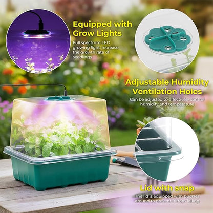 Seed Starter Tray with Grow Light, Timing Controller & Adjustable Brightness & - Image 2
