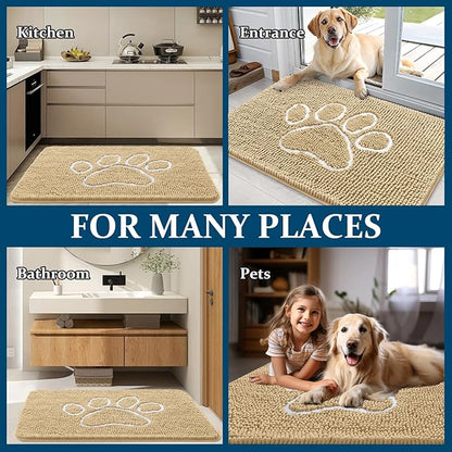 OLANLY Dog Door Mat for Muddy Paws 44x32, Paw Print Design, Absorbs Moisture - Image 8