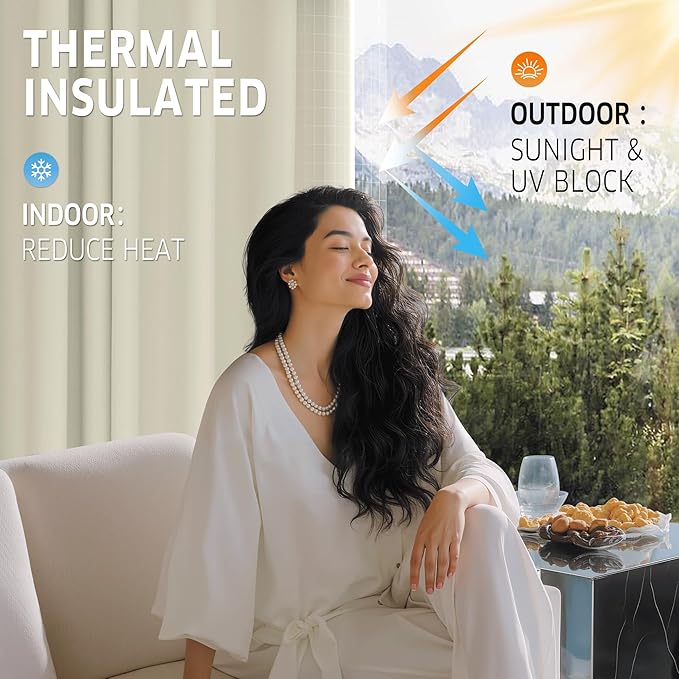 RYB HOME Outdoor Curtains for Patio Waterproof Tab Top Block Sunlight Thermal - Image 3