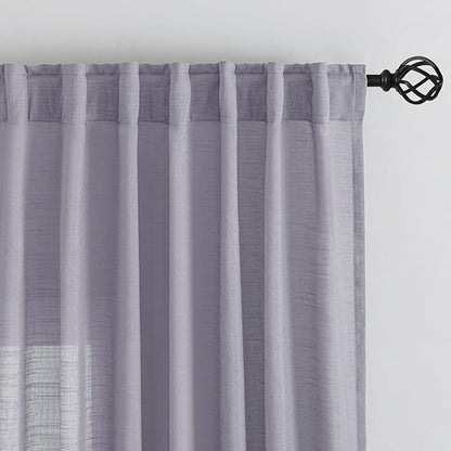 Lavender/Light Violet Linen Back Tab Curtains 64 Inches Long 2 Panels Set - Image 6
