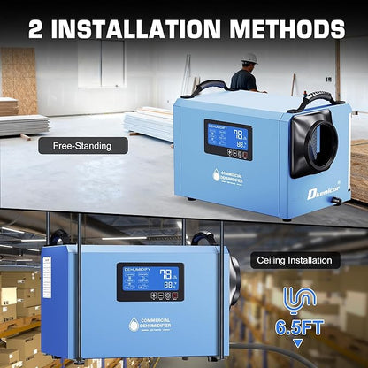 145 Pints Commercial Dehumidifier, Industrial Water Damage Unit up to 6 - Image 4