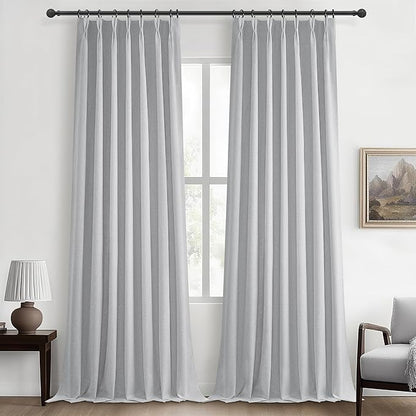 Light Grey Blackout Curtains 108 Inch Long by QJMYDECO