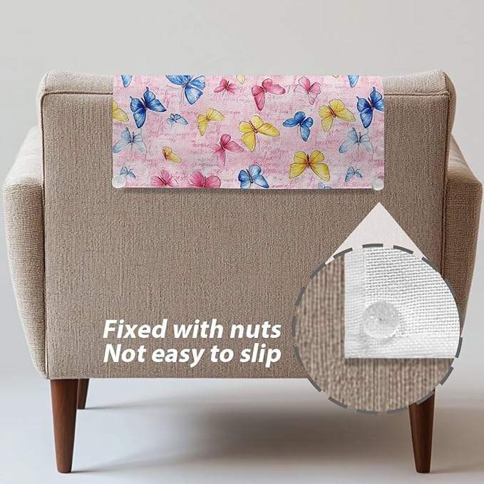 Headrest Cover for Recliner Chairs Pink Butterfly Wear Resistant Couch Headrest - Image 5