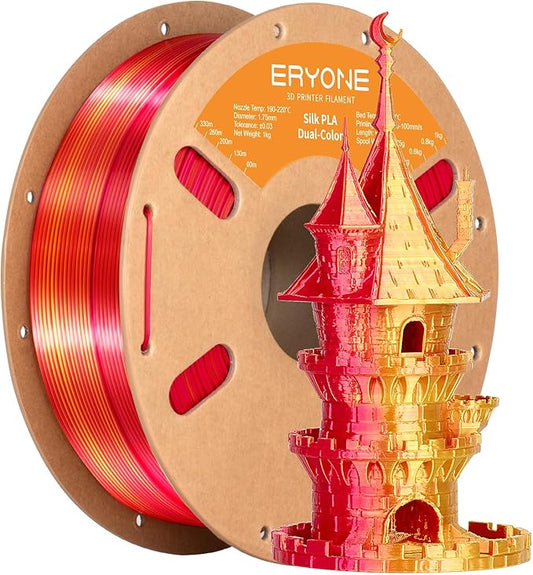 ERYONE Silk Dual Color PLA Filament 3D Printer 1.75mm +/- 0.03mm, Bicolor by ERYONE