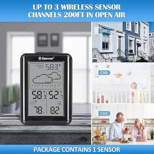 Geevon Indoor Outdoor Thermometer Wireless 200ft/60m, Digital Temperature - Image 5