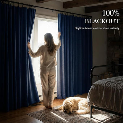 RYB HOME Navy Blue 100% Blackout Curtains - Image 3