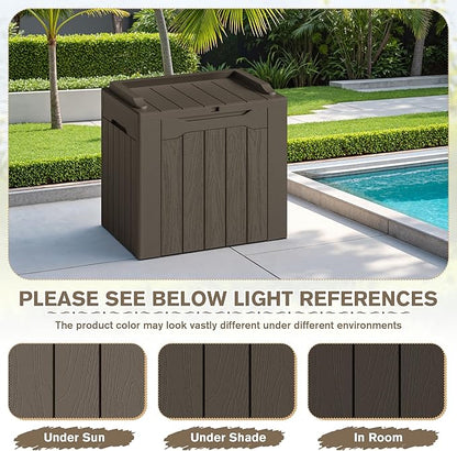 JUMMICO 31 Gallon Resin Deck Box Waterproof Indoor Outdoor Storage Boxes - Image 3