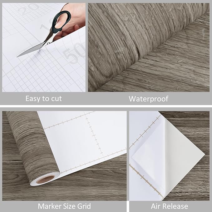 WESTICK Large Brown Wood Contact Paper Waterproof Peel and Stick Countertops - Image 6