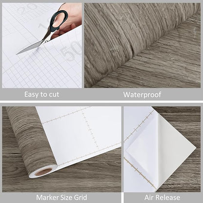 WESTICK Grayish Brown Wood Contact Paper Peel and Stick Wallpaper Wood Vinyl - Image 7