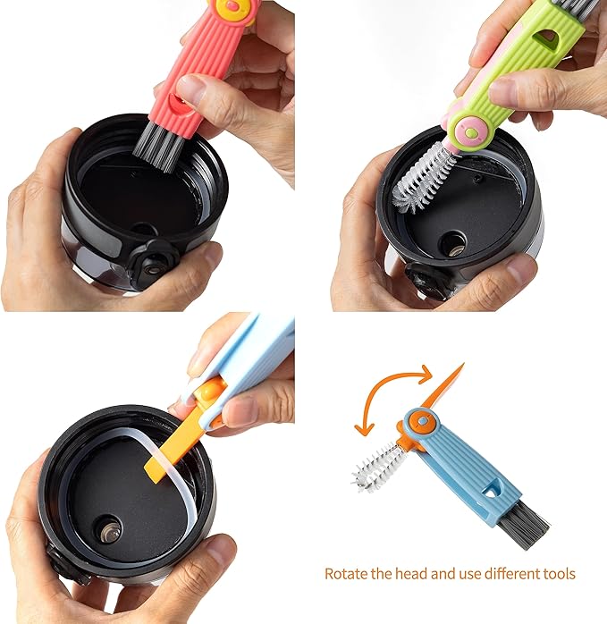 Chemimoso Silicone Spinning Bottle Cleaning Brush, 13.4in Long Handle Water Cup - Image 3