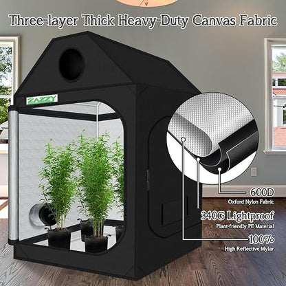 zazzy Grow Tent 48"x48"x72" Roof Cube Plant Grow Tents - Image 5