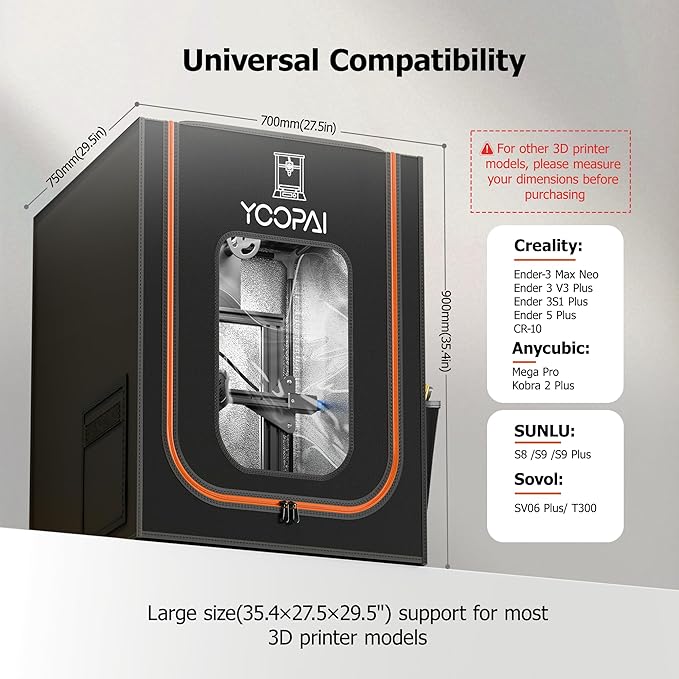 3D Printer Enclosure with LED Light, Fireproof Dustproof Tent Constant - Image 3