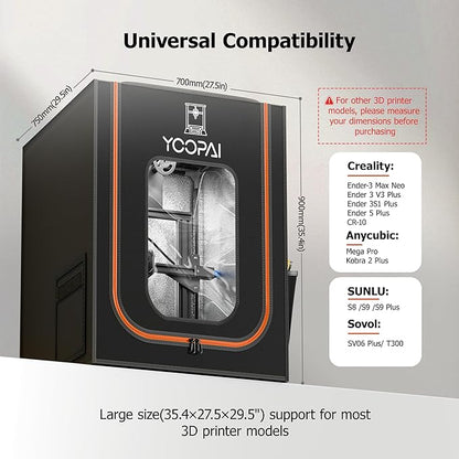 3D Printer Enclosure with LED Light, Fireproof Dustproof Tent Constant - Image 3