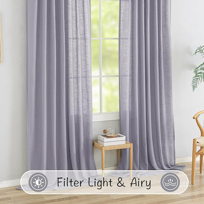 Lavender Purple Linen Back Tab Curtains 120 Inches Extra Long Ceiling to Floor - Image 5