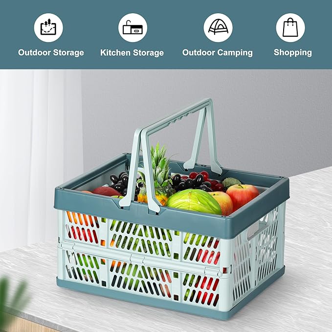 Heavy Duty Plastic Milk Crates for Storage, Collapsible Shopping Basket - Image 6