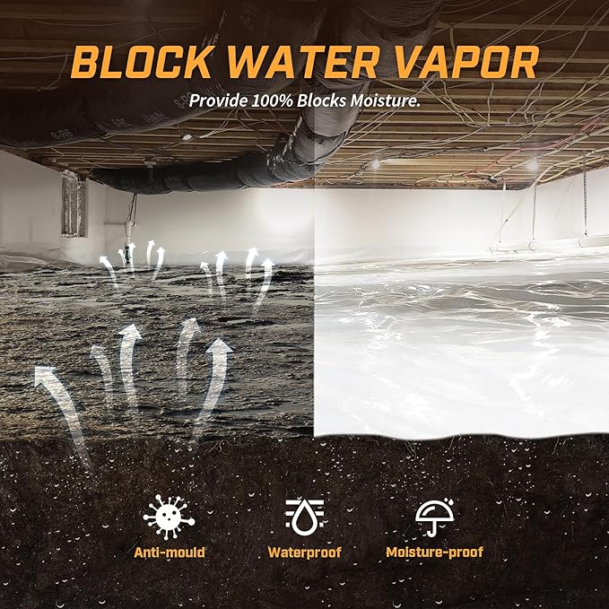 Crawl Space Vapor Barrier, 10mil Film, Heavy Duty Polyethylene Film, Drop Cloth - Image 6