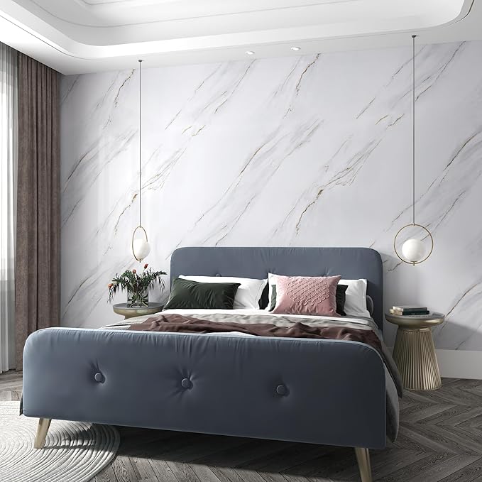 157"x31" Wide Marble Contact Paper White Counter Wrap Vinyl Waterproof Cabinet - Image 4