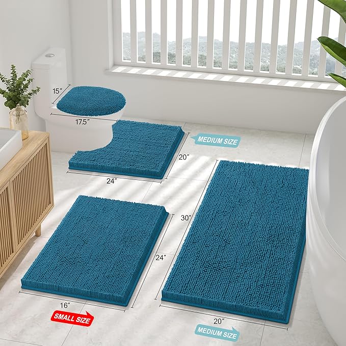 Smiry Luxury Chenille Toilet Rugs U-Shaped 20x20, Soft Absorbent Non-Slip - Image 2