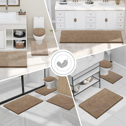 Smiry Luxury Chenille Bathroom Rugs 34x21, Extra Soft and Absorbent Shaggy Bath - Image 7