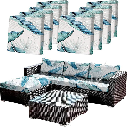 8Pcs Stretch Patio Cushion Covers Outdoor Couch Cover Replacement, Outdoor Sofa by CALBODE