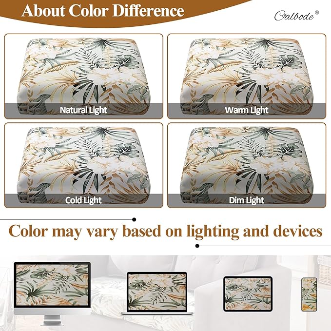 8Pcs Stretch Patio Cushion Cover, Tropical Floral and Leaf Pattern Sofa Covers - Image 5