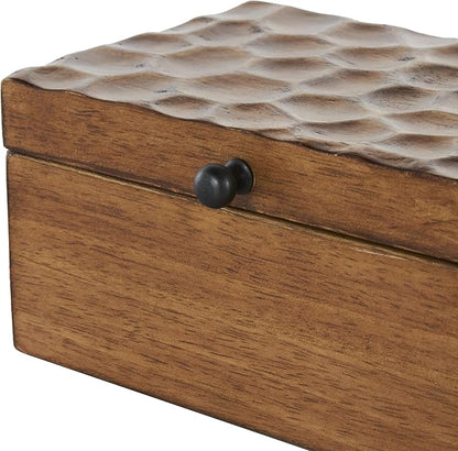 Deco 79 Wood Geometric Decorative Box Textured Concave Honeycomb Storage - Image 4