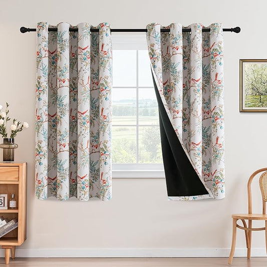 H.VERSAILTEX 100% Blackout Floral Curtains 63 inch Length 2 Panels Vintage by HVERSAILTEX