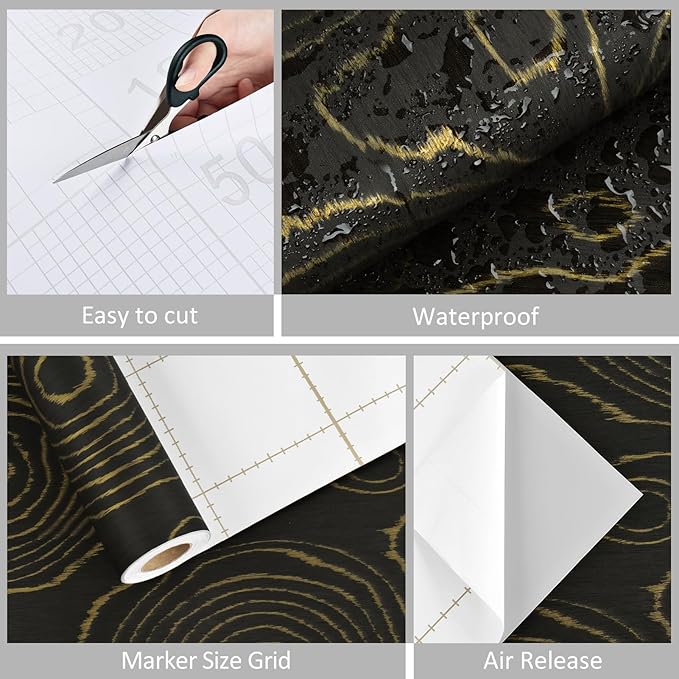 WESTICK Black/Gold Wood Contact Paper - Image 6