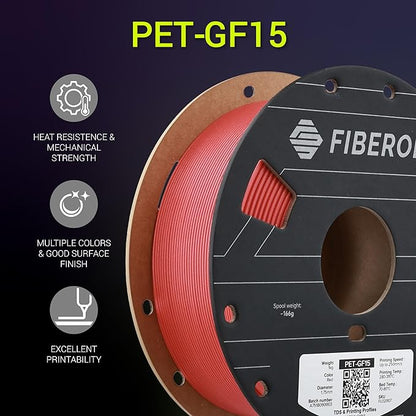 Polymaker Fiberon Red PET-GF15 3D Printer Filament 1.75mm 1KG, 15% Glass Fiber - Image 2