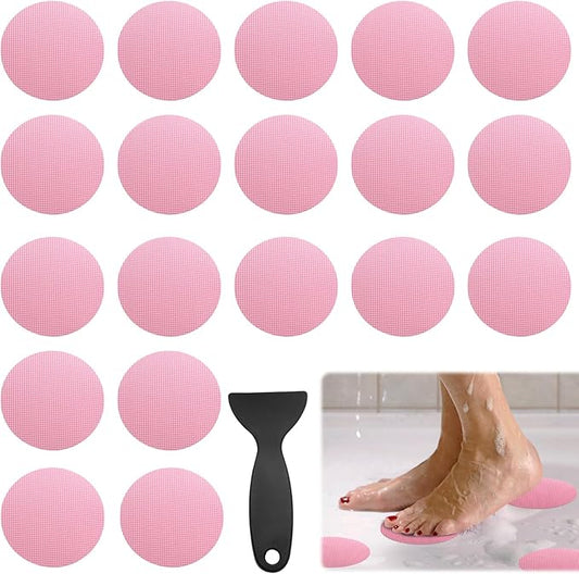 24 PCS Bathtub Non Slip Stickers Pink Adhesive Decals Round Shape Anti Slip by Coufce