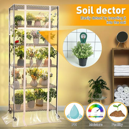 Meonum Indoor Greenhouse with Grow Lights, 6 Tier Metal Plant Shelf with Cover - Image 6