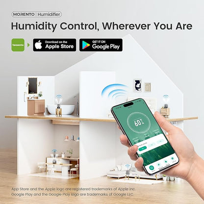 Smart Humidifiers for Bedroom Large Room Home, 6L Cool Mist Top Fill Humidifier - Image 2