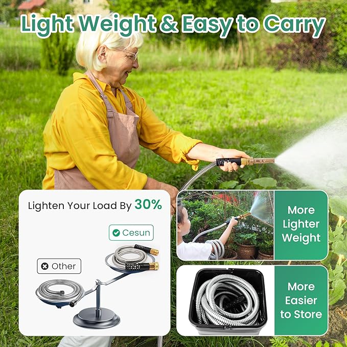 Cesun Ultra-Sturdy 25ft Metal Garden Hose - Image 2