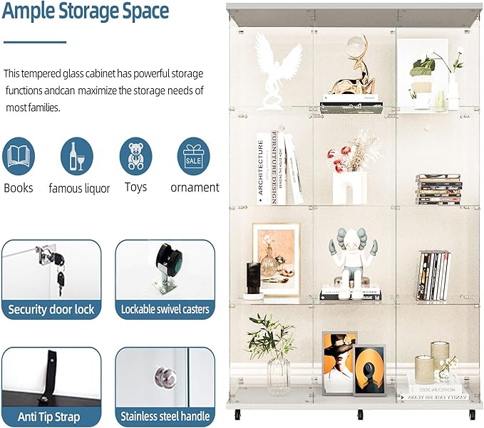 Yoluckea 4 Tiers Glass Display Cabinet Extra Large - Image 4