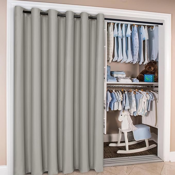 Hiasan Patio Sliding Door Curtain Panel, Sliver Grey Room Divider Grommet - Image 5