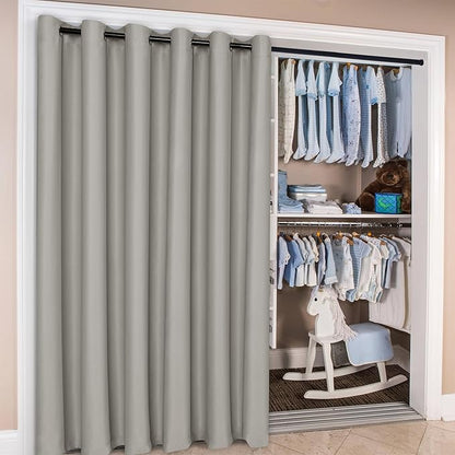 Hiasan Patio Sliding Door Curtain Panel, Sliver Grey Room Divider Grommet - Image 5
