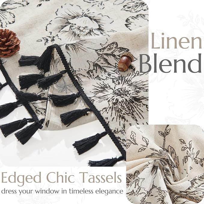 JINCHAN Linen Blend Floral Curtains - Image 4