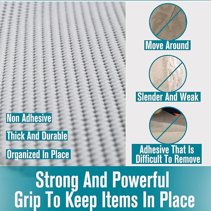 Drawer Shelf and Cabinet Liner, Thick Strong Grip, Non-Adhesive Liners Protect - Image 7