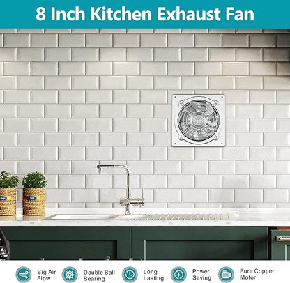 HG Power 8 Inch Kitchen Exhaust Fan, 576CFM Metal Attic Exhaust Fan, Wall - Image 7
