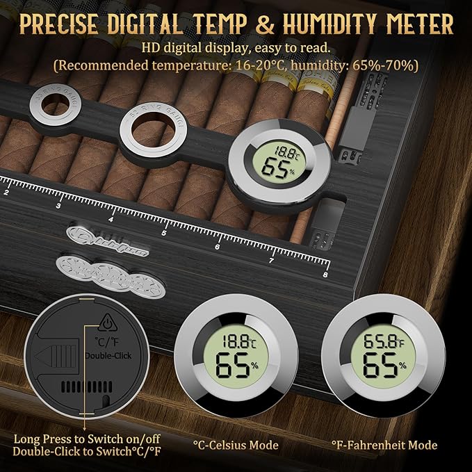 Cigar Humidor, Glass Top Desktop Humidor Box, Cigar Gifts - Image 7