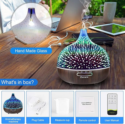 Essential Oil Diffuser 550ml Cool Mist Humidifier 3D Glass Ultrasonic - Image 8