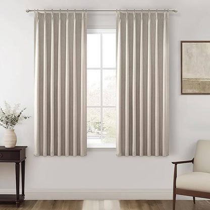 GreyFlax Black Out 54 Inches Long Boho Small Curtains 2 Panels Set, Farmhouse by QJMYDECO